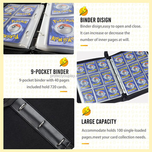 Reliure pour cartes à collectionner en cuir PU à 9 pochettes avec impression personnalisée, album pour cartes de collection TCG à double face de <span class=keywords><strong>50</strong></span> pages avec 900 pochettes - Product Image 5