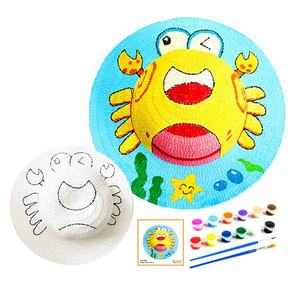 หมวกฟางสำหรับเด็กอนุบาลทำมือแบบสร้างสรรค์ DIY ภาพวาดกราฟฟิตีหมวกทำมือ - Product Image 6