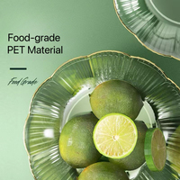 Plateau à fruits pour table à thé, bord doré, en plastique, pour collations et dim sum