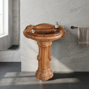 Sanitary Ware Pedestal Basin Sink Two-Piece Free Standing Wash Basin Colored Ceramic Sink for Bathroom Balcony Use - Product Image 3