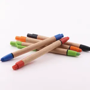 Personalised Eco-Kraft Paper Pens Cheap Ball Pencil with 1.0mm Writing Width Customised Plastic Promotional Pen with Logo Gifts