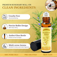 Huile Essentielle de Romarin Anti-Stress à Appliquer en Roll-on, Mélange d'Aromathérapie Naturelle Pure pour la Tension et la Concentration, 10ml