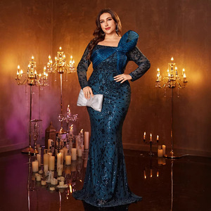 <span class=keywords><strong>Robe</strong></span> de soirée sirène à sequins moulante à col carré et manches longues en polyester haut de gamme pour <span class=keywords><strong>femme</strong></span> <span class=keywords><strong>grande</strong></span> <span class=keywords><strong>taille</strong></span> - Product Image 1