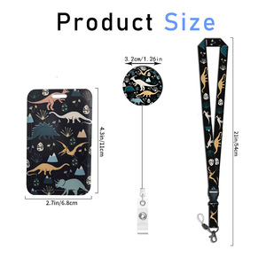Dinosaur-printed <b>ID</b> card <b>holder</b> with easy-pull buckle, retractable name tag and access card <b>holder</b> with security buckle, - Product Image 2