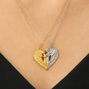 Collar con Colgante de Alas de Ángel Magnéticas para Enamorados, Alas del Diablo, Aleación de Zinc, Plateado/Dorado, Regalo de San Valentín - Product Image 3