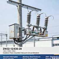Disjoncteur à vide extérieur monté sur poteau ZW32-12FG/630-20, boîtier en acier inoxydable, commande électrique manuelle, 12 kV 50 Hz