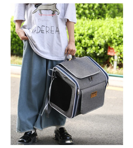 Sac à Dos Extensible et Pliable à 4 Portes Ouvertes avec Fenêtres en Maille <span class=keywords><strong>pour</strong></span> Vélo, Panier de Voyage <span class=keywords><strong>pour</strong></span> Chat et <span class=keywords><strong>Chien</strong></span> - Product Image 4