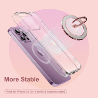Support magnétique pour téléphone avec rotation à 360 degrés, poignée réglable en métal et béquille pour iPhone 16 15 14 13 12