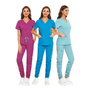 Viaoliカスタムサービスサポートノベルティ医療ナーススクラブユニフォームデザイン半袖スクラブトップスタックパンツ - Product Image 4