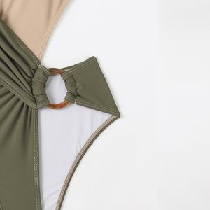 Maillot de bain personnalisé pour femme, une pièce brillant, coupe triangle, dos découpé, style body, extensible, pour la plage - Product Image 4