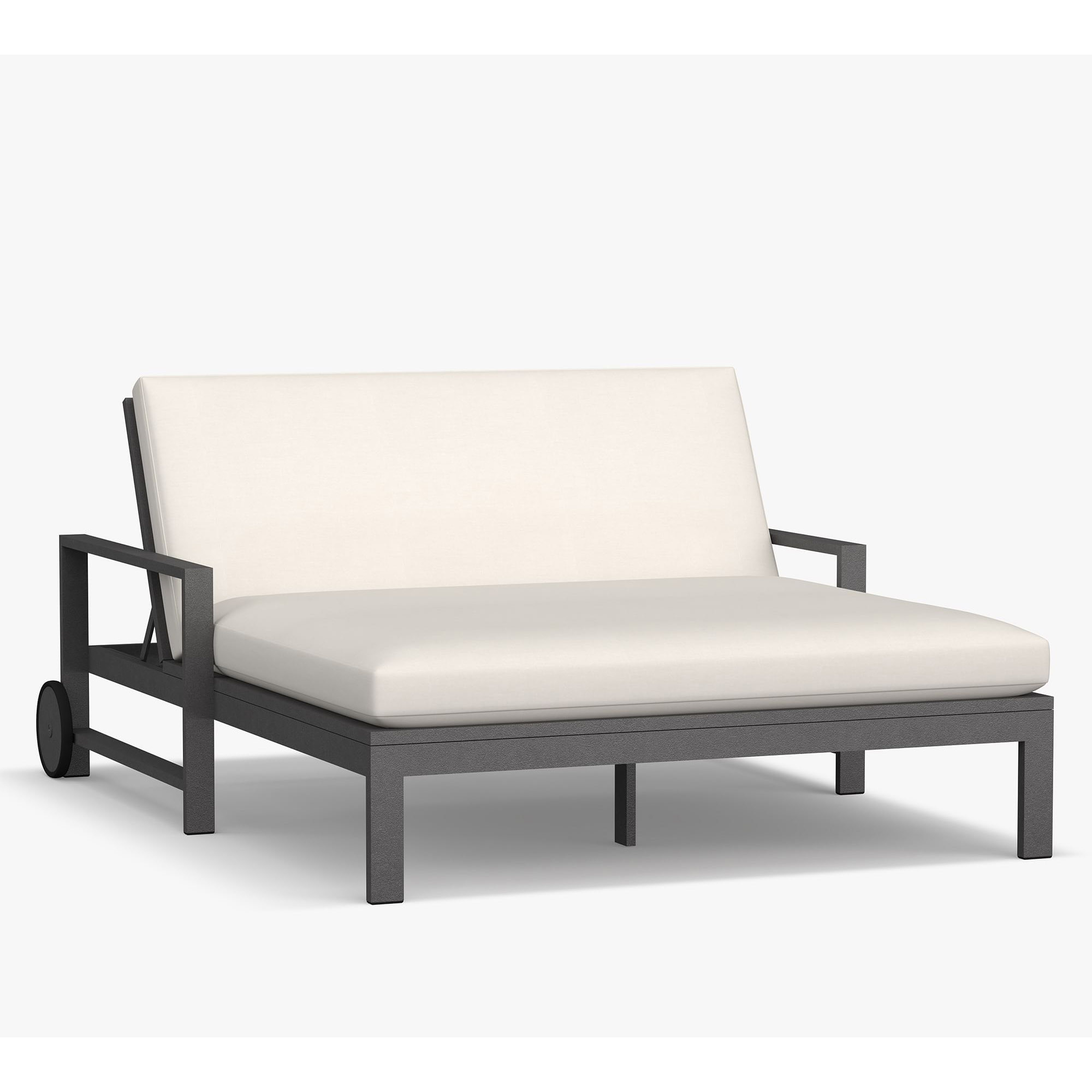 Easy cleaning patio daybed cheap hotel pool furniture aluminum double wheels metal outdoor sun loungers with cushion