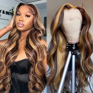 Ombre Perücke Echthaar Voll spitze Perücke Schweizer Spitze, natürliches Highlight 360 Lace Frontal Perücke Pre Zupfen Haaransatz