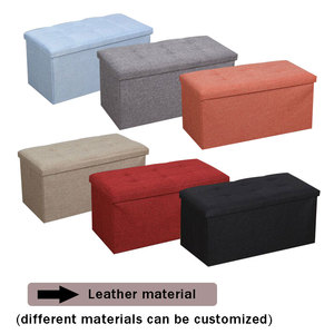 Custom Logo Living Room Furniture Fabric Linen Leather Collapsible Toy Footrest Foldable <strong>Storage</strong> Box Stools Ottoman <strong>Bench</strong> - Product Image 5