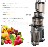 110V/60Hz 2025 Koudpers Huishoudelijke Verse Fruit Smoothie Sapcentrifuge Extractor Machine Brede Grote Opening Commerciële Slow Juicer