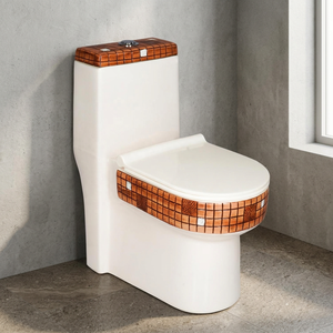 Inodoro de Cerámica de Una Pieza con Forma de Diamante, Inodoro Moderno para Baño con Sistema de Descarga Sifónica - Product Image 6