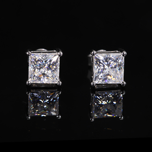 VVS Moissanite GRA certificate 925 <b>Silver</b> 18K gold plate Princess Cut loose diamond Claw Setting Earrings Trendy Fashion Jewelry - Product Image 4