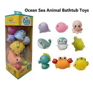 Jinying Lot de 9 jouets de bain pour bébés, lanceurs d'eau en forme de dinosaures et animaux marins, pour tout-petits, jeu de douche et de salle de bain - Product Image 4