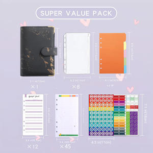 Nuovi prodotti 2022 set di raccoglitori in marmo a6 unici agend journal raccoglitore ad anelli per notebook in pelle raccoglitori economici con buste in contanti - Product Image 3