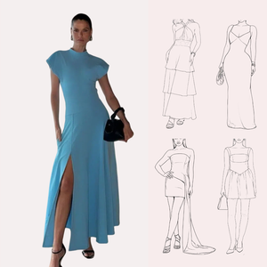 Elegante Abito Blu Senza Maniche da Donna, Vestito Lungo a Vita Alta con Spacco a Trapezio, <span class=keywords><strong>Abiti</strong></span> Curvy 2026, Nuovo Abito da Festa Estivo per Donna - Product Image 3