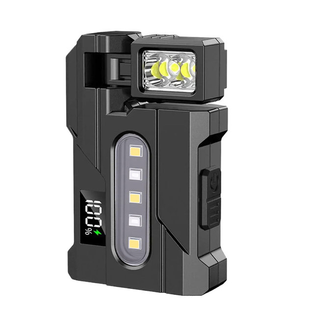 Magnetic Rechargeable LED Flashlight 350LM 100-200m Multi-Angle Rotating Mini Portable Pocket for Repair & Outdoor Use