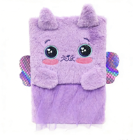 Carnet en peluche chat violet doux avec ailes - Adorable journal intime pour enfants