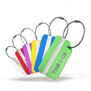 Laser Engraved Metal Aluminum Printed Logo Travel Luggage <b>Name</b> <b>Tag</b> With Wire Loop Custom Promotional Gifts - Product Image 1