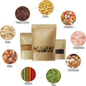 Custom Biodegradable Laminated Kraft Paper Bags <b>Ribbon</b> Food Grade Stand-up Zip Lock Packaging for Sugar Pizza Pet Food Chewing - Product Image 6