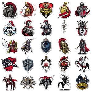 50Pcs PVC Vintage Medieval Knight Warrior Die Cut <strong>Stickers</strong>, Cartoon Themed Waterproof Decals for Motorcycle Helmet Decor - Product Image 4
