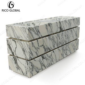 Marble Bathroom <b>Vanity</b> Solid Wood Plywood <b>Vanity</b> Set <b>LED</b> Mirror Cabinet for Apartment Guest Bath - Product Image 5