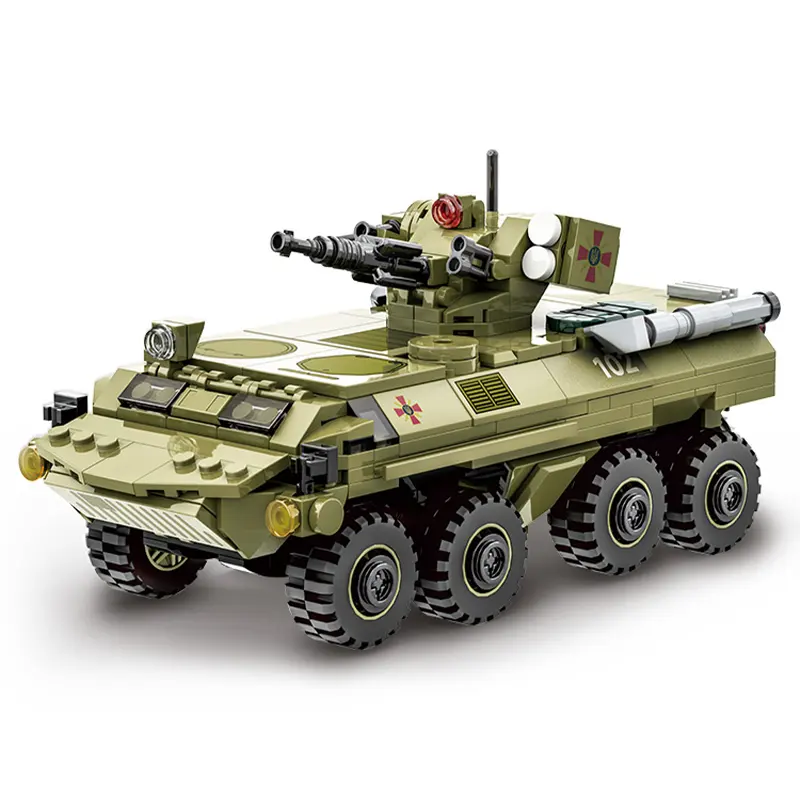 Wange nhựa quân đội BTR-4 đồ chơi quân sự gạch xây dựng khối thiết lập Đồ chơi xe tăng khối cho bé trai chiến tranh