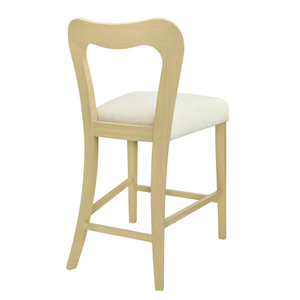 Oe Home Lot de 2 tabourets de comptoir en bois et tissu, sans accoudoirs, chaise de cuisine/salle à manger moderne, beige/vert/caramel, structure en bois d'hévéa - Product Image 6