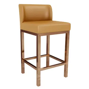 Luxury Store Matching Chair Hotel Front Desk Chair Jewelry Shop Bar Seat Gold Stainless Steel Metal