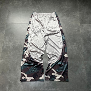 Streetwear Custom Camouflage Color Block Patchwork <strong>Camo</strong> Oversize Baggy Wide Leg Satin Track <strong>Pants</strong> for <strong>Men</strong> Trousers - Product Image 3