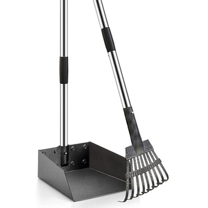 Fácil de usar e lavar No Bending Pooper Scooper Durable <span class=keywords><strong>Dog</strong></span> <span class=keywords><strong>Poop</strong></span> <span class=keywords><strong>Scoop</strong></span> Longo Handle Tray e Rake Set - Product Image 1