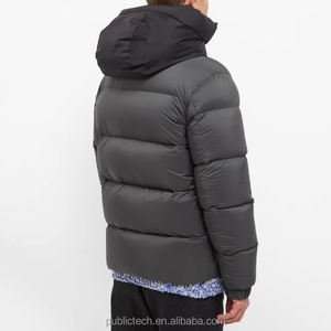 Doudoune Épaisse Personnalisée OEM 100 % Nylon Noire Vintage Imperméable Coupe-Vent à Capuche Zippée pour Homme - Product Image 2