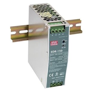 Fuente de Alimentación Mean Well EDR-150 24V 6.5A para Riel DIN, Salida Única, Enfriamiento por Convección Natural - Product Image 1