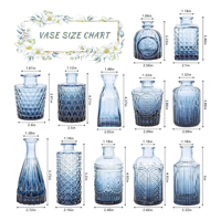 Vases Bourgeon Verre Ensemble de 12 Petits Vases à Fleurs Bleues pour Centres de Table en Vrac Vase Vintage pour Mariage Mini Vase