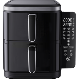 Friteuse à air électrique double panier 11L 2026 avec contrôle numérique et minuterie 0-60 min 200W ° Contrôle <span class=keywords><strong>de</strong></span> température C, revêtement PTFE, sans huile, 2800W - Product Image 1
