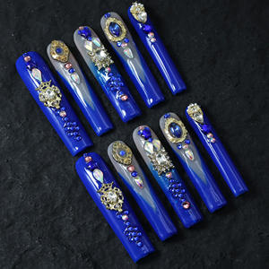 Venta al por mayor de pegatinas de uñas acrílicas de alta gama, hechas a mano, uñas postizas cuadradas largas de cobertura completa, personalizables, uñas de alta calidad. - Product Image 3