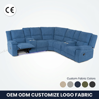 Canapé d'angle moderne inclinable électrique en forme de L, 5 places, avec port USB, éclairage LED, console, pour salon, en tissu et bois, avec fonction massage