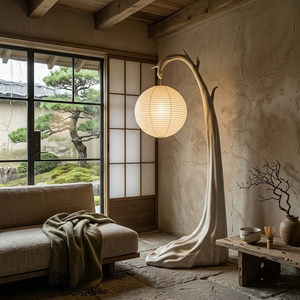 Tree <b>Branch</b> Sculpture Floor Lamp, Wabi Sabi Standing Lamp, Rice Paper Lantern Shade Decor <b>Light</b> for Living Room Tea Room - Product Image 5