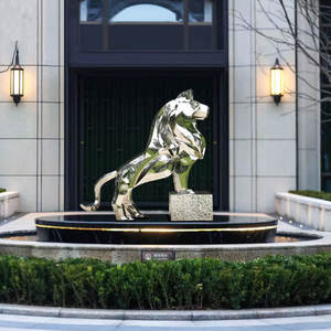 Индивидуальная геометрическая абстрактная скульптура большого льва для улицы, декоративная полированная статуя льва из нержавеющей стали для газона - Product Image 5