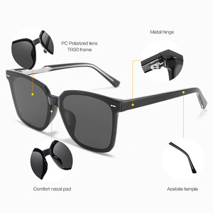 Gafas de sol unisex Conchen con montura TR90, protección UV400, diseño cuadrado negro para conducir y viajar, a la moda. - Product Image 4
