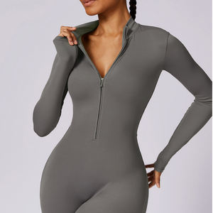 Mono Deportivo de Manga Larga con Cierre y Logotipo Personalizado, para Entrenamiento de Alta Intensidad, Bodybuilding y Yoga, para Mujer - Product Image 4