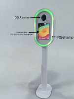 iPad Photo Booth dengan Stand Printer, Lampu LED Oval Ring + Lampu Flash Keren dan Payung Soft Light Cocok untuk Pesta Pernikahan