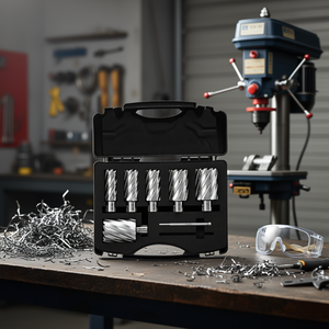 Set di frese anulari da 6 pezzi con codolo universale M2AL HSS da 1 a 2 pollici per trapani a base magnetica - Product Image 2