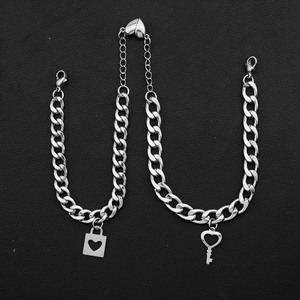 2026 Popular Niche Design <b>Couple</b> 2pcs Set Pendant <b>Bracelet</b> Titanium Steel Silver Plated Unisex's <b>Bracelets</b> Fashion Jewelry - Product Image 2
