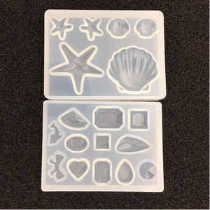 Moldes de fundición de joyería, molde colgante de silicona, moldes de resina, fabricación de joyas, herramientas artesanales DIY, Gema/Estrella de mar/concha - Product Image 1