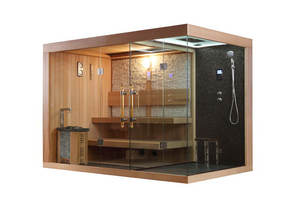 Sauna Combinata Lusso Swankia Hotel Spa Club Personalizzata Grande Dimensione in Legno per 6-8 Persone 2 Zone Umido e Secco - Product Image 2