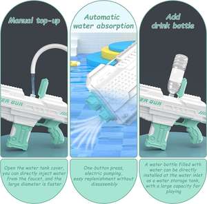 50ft automatische Wasser pistole Füllen Sie elektrische Wasser pistolen für Kinder Erwachsene Powerful Squirt <span class=keywords><strong>Gun</strong></span> Up - Product Image 2